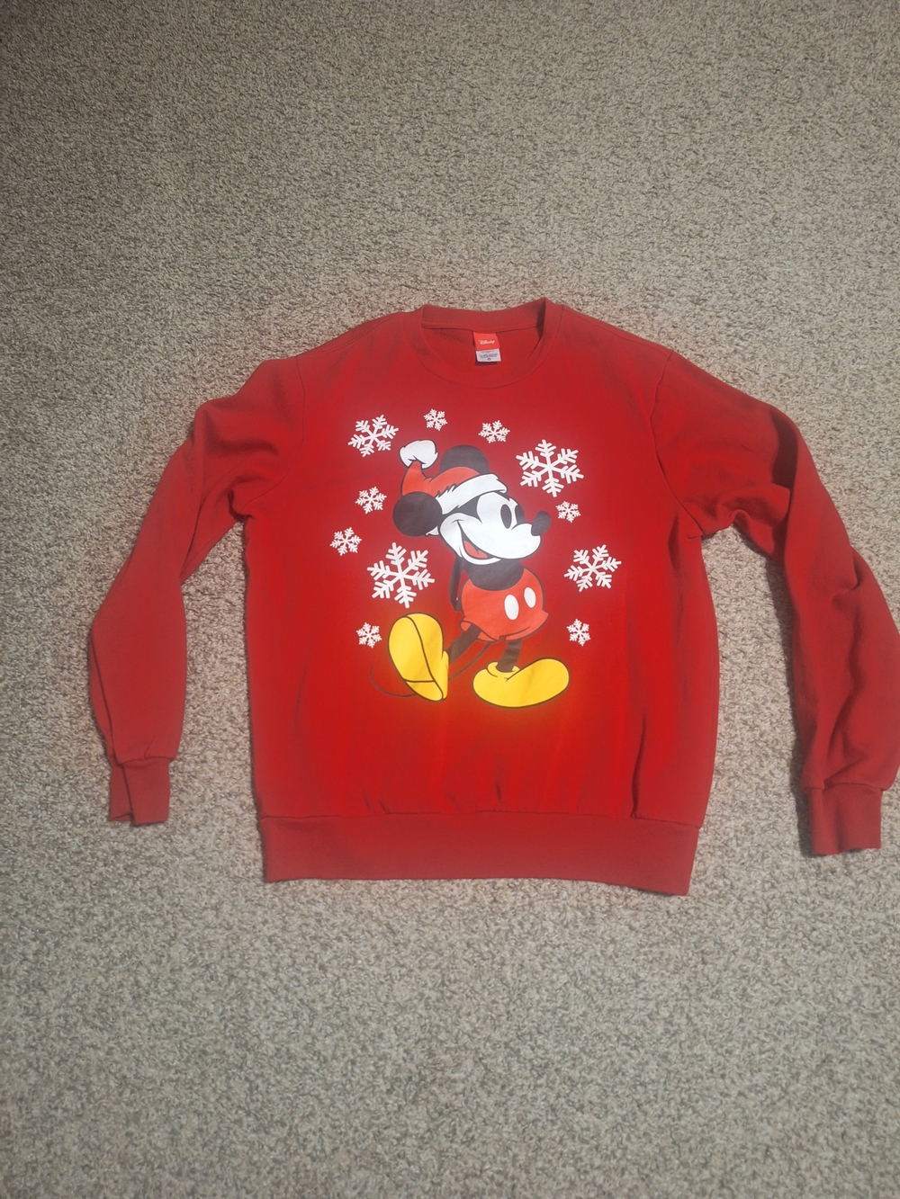Disney Red Mickey Mouse Holiday Men's Crewneck Sweatshirt